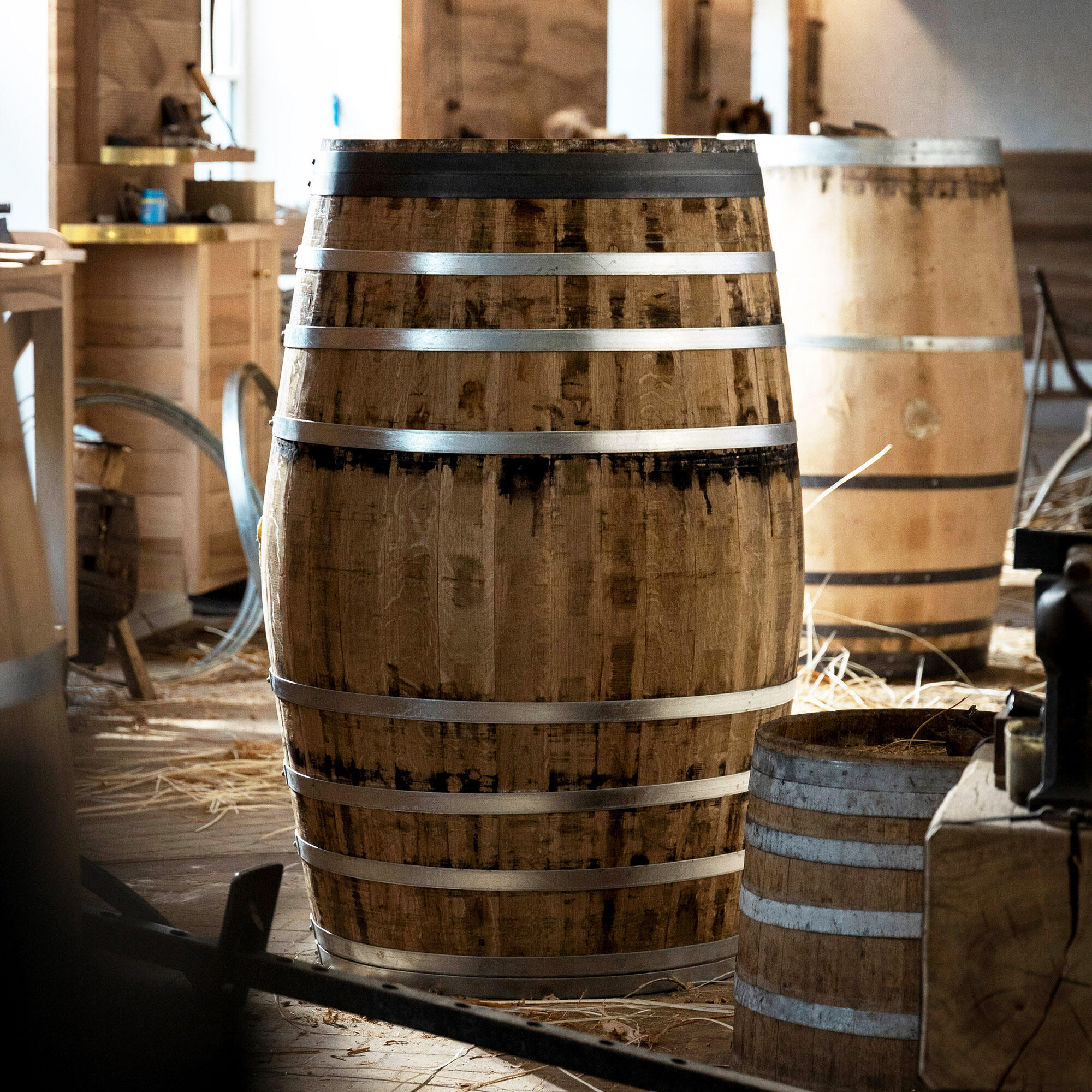 Hennessy oak barrel in the Hennessy Cooperage