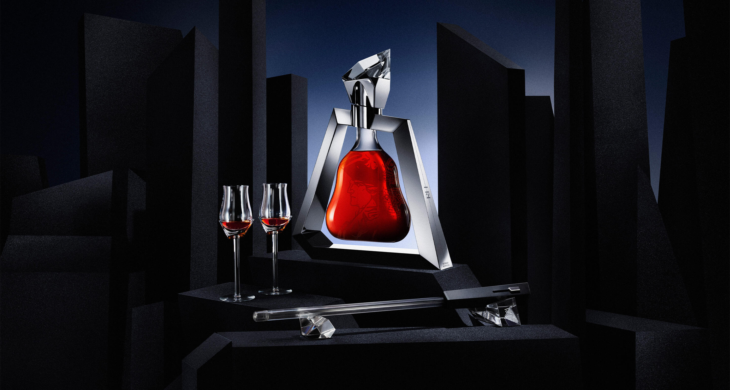 hennessy richard magnum with two glasses