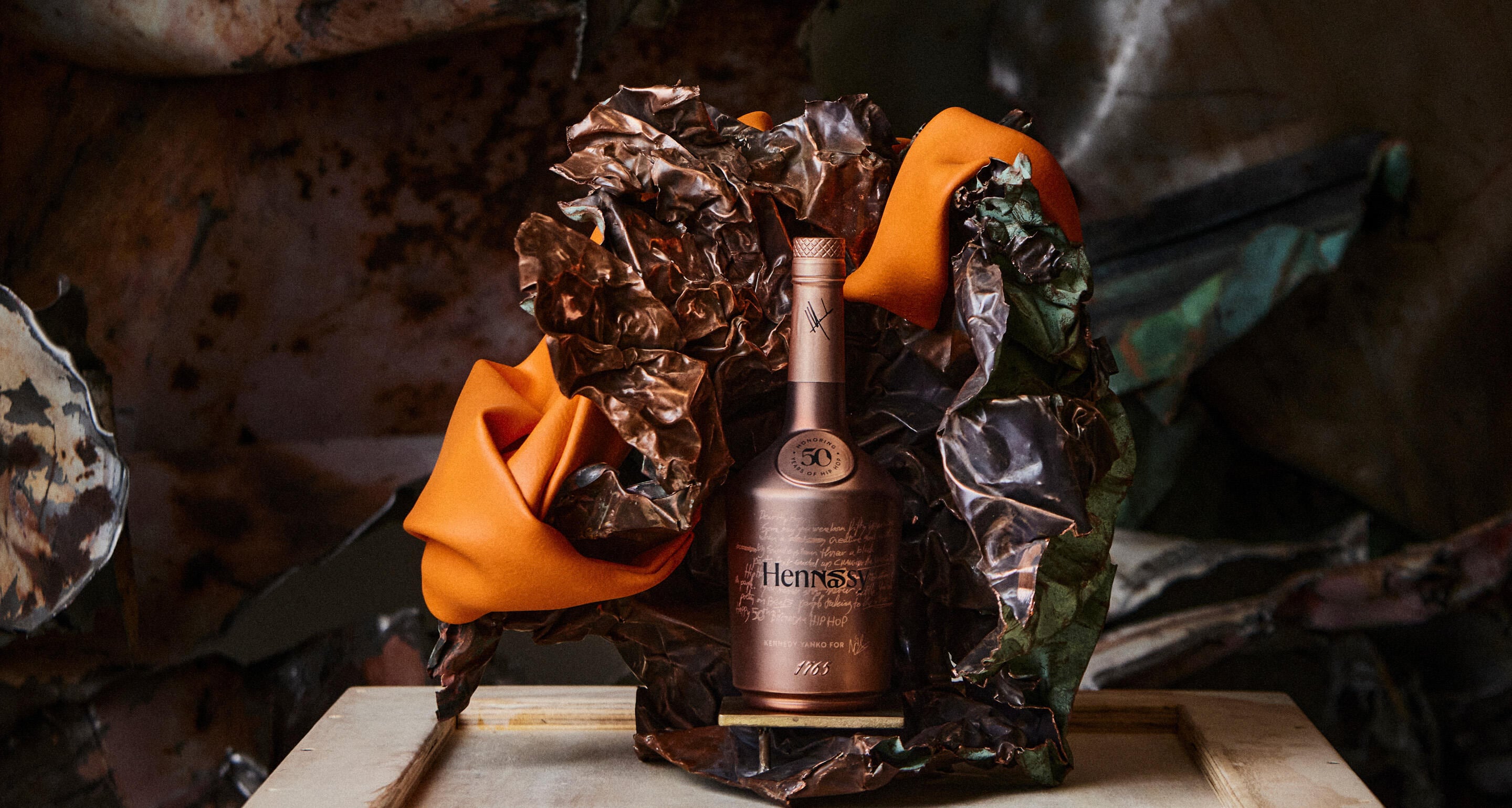 Nas Tribute piece and limited edition Hennessy bottle created by Kennedy Yanko