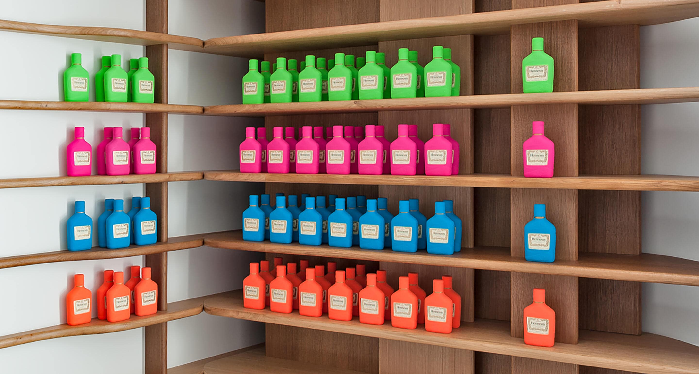 Colourful flasks of Hennessy V.S in the Hennessy Cognac Boutique