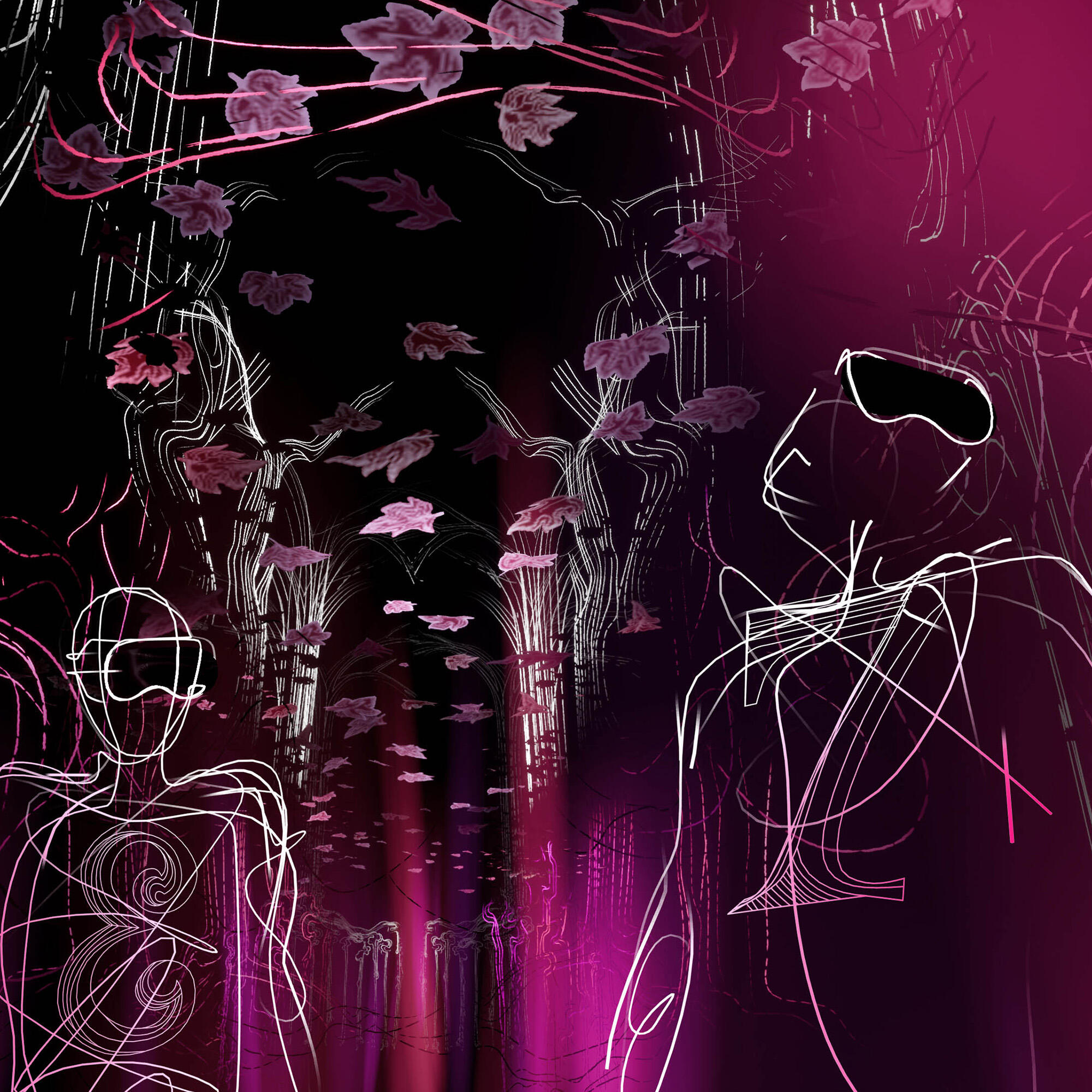 Still shot from MOBILIS, our virtual reality experience, showing avatars with VR headsets